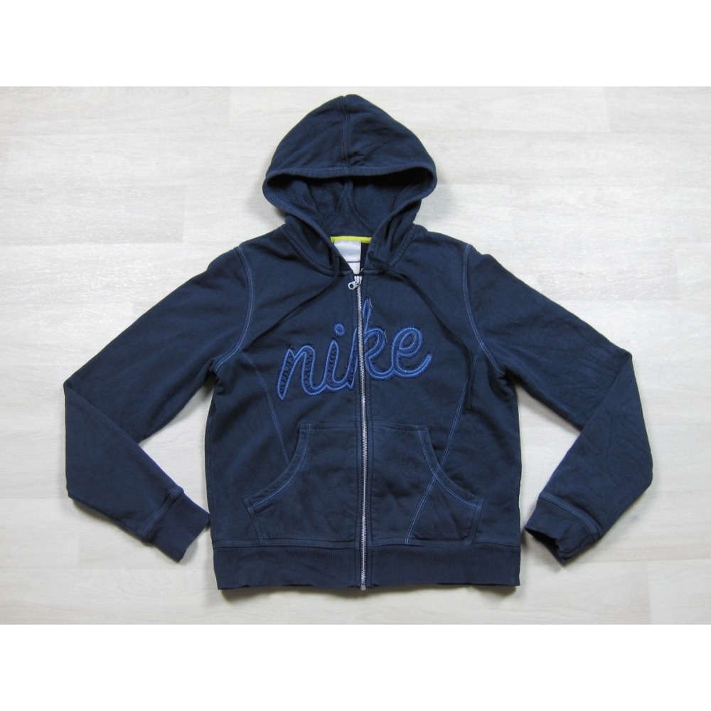 Vintage Y2K Nike Full Zip Hoodie Women's (M) Embroidered Script Silver Tag